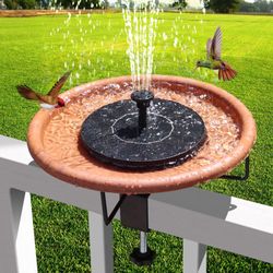 Solar Bird Bath Fountain Pump, Solar Fountain Pump for Bird Bath with 6 Nozzles, Solar Powered Water Fountain Pump for Garden, Ponds, Pool, Fish