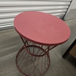 Red Metal Accent Table / Patio Side Table