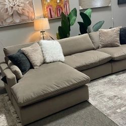 Cocoa Brown Cloud Feather Filled Sectional Couch Set ⭐$39 Down Payment with Financing ⭐ 90 Days same as cash