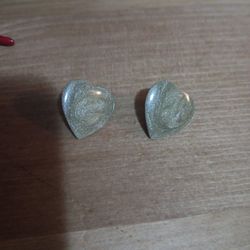 Green Sparkly Heart Earrings 