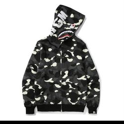 Black And White Glow In The Dark Camouflage Bape Hoodie