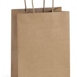 100Pcs 5.25x3x8 Inches Gift Bags Small Paper Bags with Handles Bulk Kraft Brown Paper Shopping Wedding Birthday Party Favor Gift Bags For Goody Craft