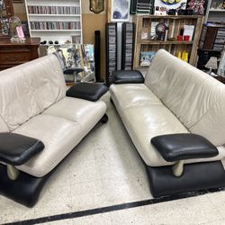 MORERN SOFA AND LOVE SEAT (LEATHER) 