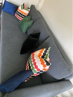 Grey sofa with Marimekko Colorful Pillows