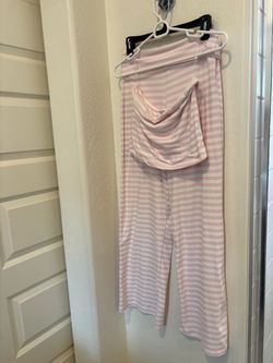 Pink & White Striped Two-Piece Lounge Set