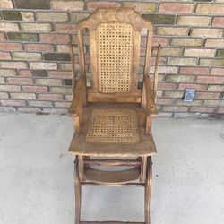 ANTIQUE BABY HIGH CHAIR ALSO CHANGES INTO LOW ROCKING CHAIR