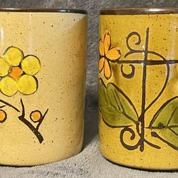 Vintage 1970’s Flower Coffee Mugs Set of 2.