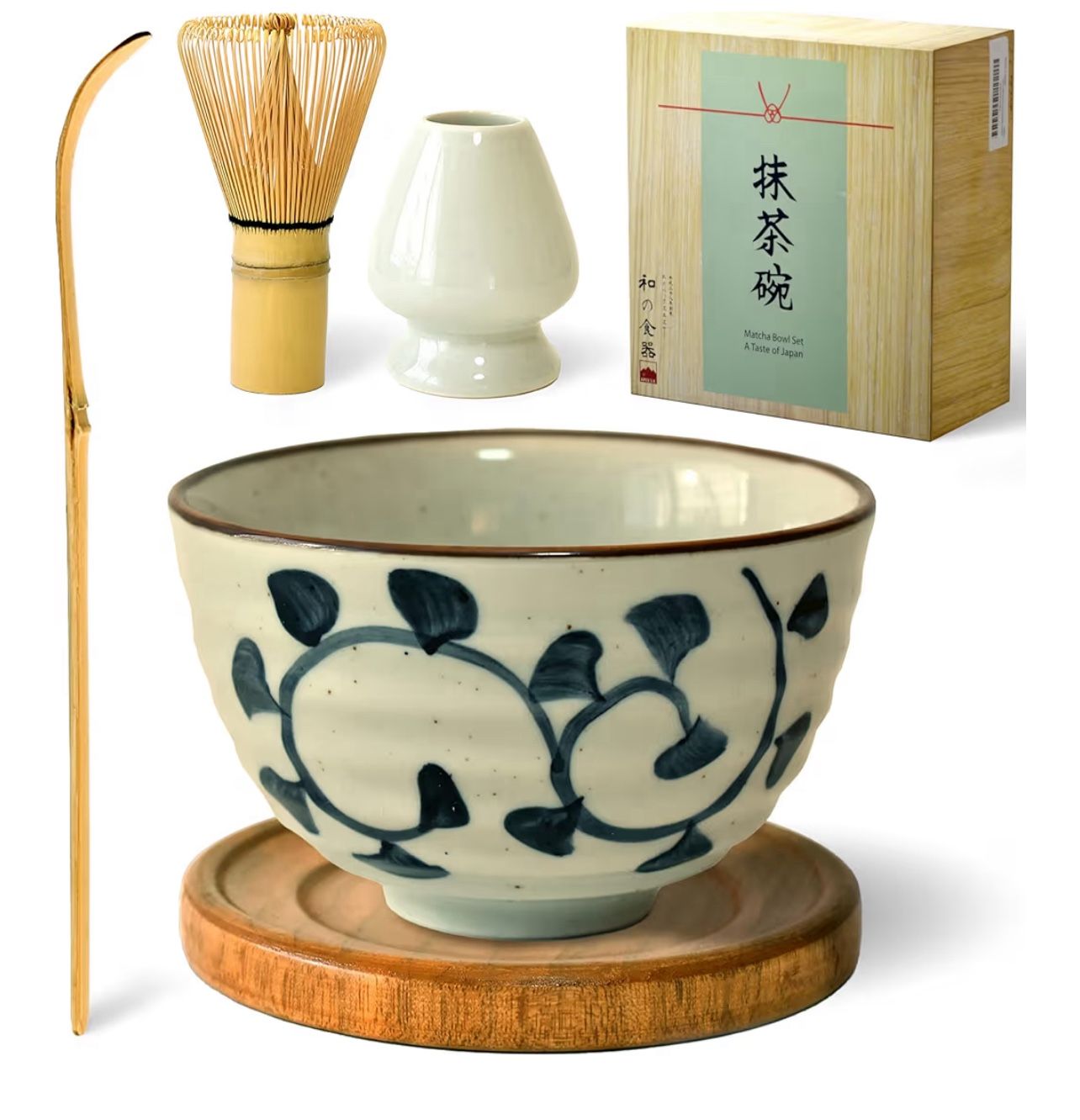 Premium Japanese Ceremonial Matcha Green Tea Chawan Bowl Full Kit