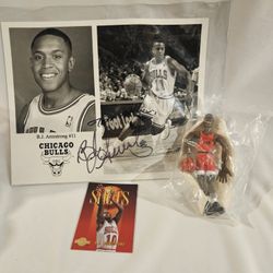 CHICAGO BULLS BJ ARMSTRONG AUTOGRAPH/ TOY/CARD
