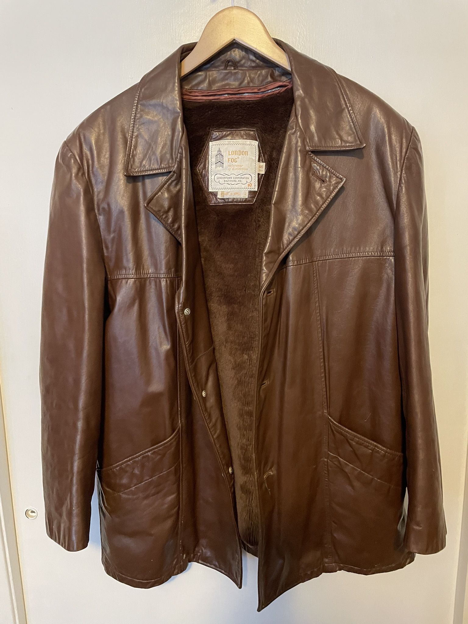 Mens Brown Leather Jacket -L