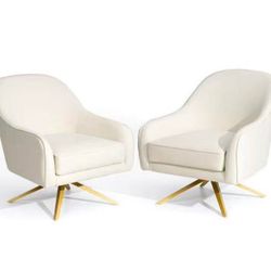 2pc PU Faux Leather Swivel Accent Sofa Chair