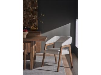 Modern Medium Brown Oak/Oris Snow Barrel Back Dining Chair