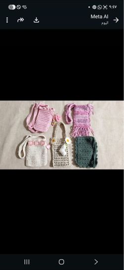 Wool stuff for phone case20$ +scarf20$ +baby outfits 30$+ purses 25$