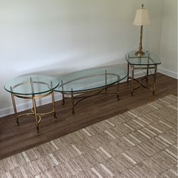 Glass Coffee And Two End Tables 