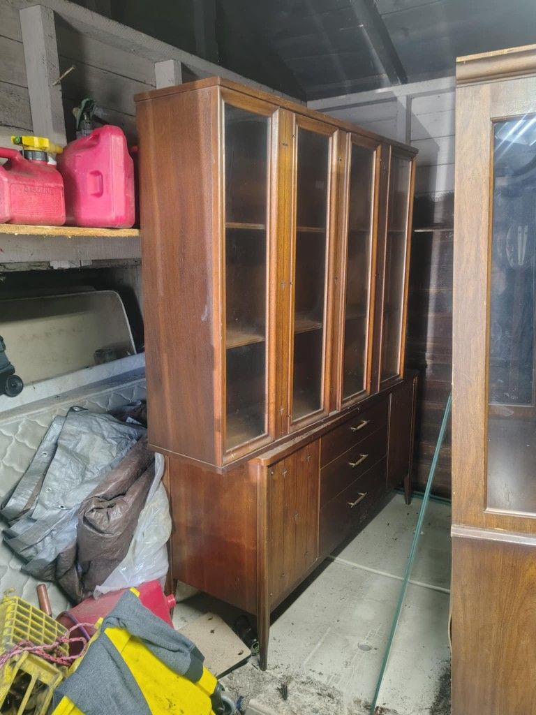 Large, Two-piece Emphasis China Cabinet by Broyhill - MCM China Cabinets & Hutches For Sale - Sweet Modern,