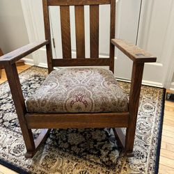 Antique Mission/Arts & Crafts Rocker, Qtr Sawn Oak