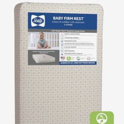 Sealy Baby Firm Rest Antibacterial 2-Stage Dual Firmness Waterproof Baby Crib Mattress & Toddler Bed Mattress, 204 Premium Coils, Medical-Grade Surfac