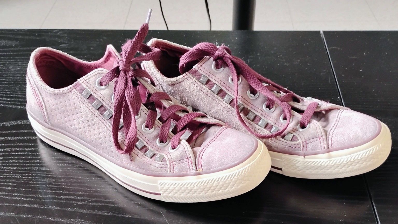 Purple Leather Converse 