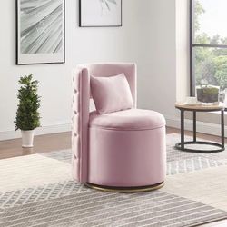 Streamdale Furniture Streamdale 360 Swivel Velvet Chair with Storage and Gold Base