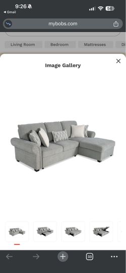 Bobs furniture Playlist Max Spa Blue Sectional with Pop-Up Sleeper & USB & USB-C Ports do