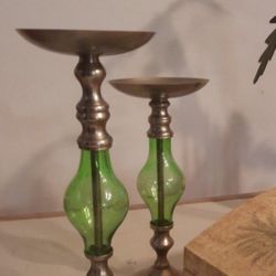 Metal And Glass Candle Holders 