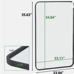 24" x 36" Rectangular Wall Mirror Metal Black Frame Bathroom Bedroom Decorative