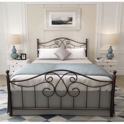Queen Sized Wrought Iron Bed