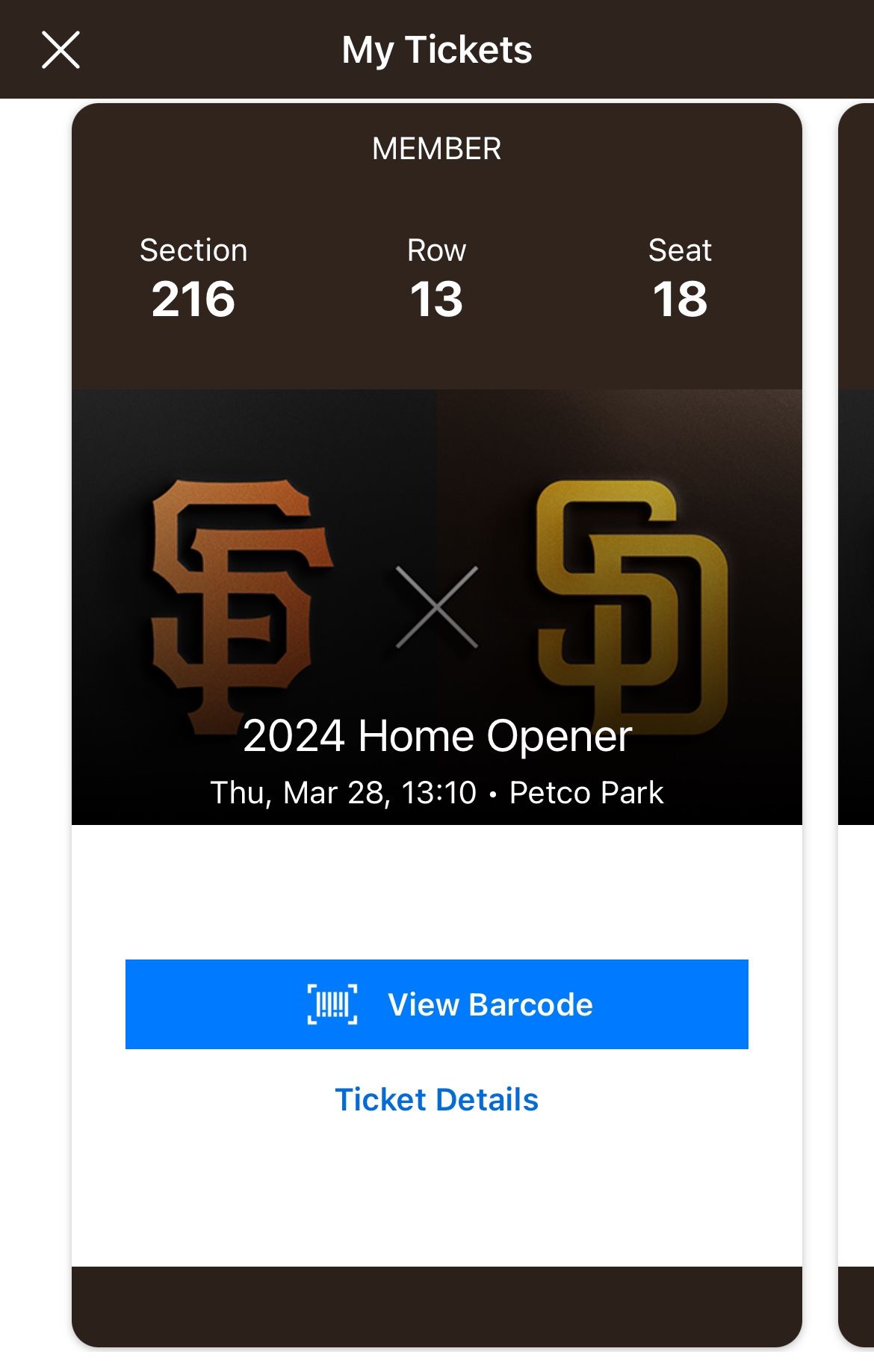 (2) Opening Day Thurs March 28th 1:10pm Tickets