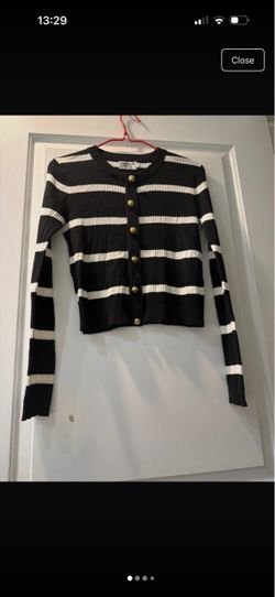 Black and White Striped Ribbed knitwear