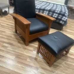 Leather Chair With Ottoman 