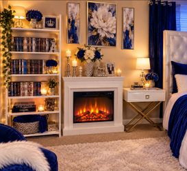 Electric fireplace bookshelf nightstand
