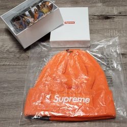 SUPREME LAST SUPPER LEATHER BELT SS25 SZ MED COMBO/W ORNG BOX LOGO BEANIE SS24🔥🔥