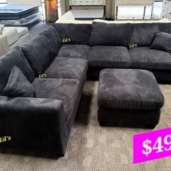 BRAND NEW 4PC SECTIONAL SOFA SET WITH OTTOMAN AND ACCENT PILOWS INCLUDED $499+TAX 