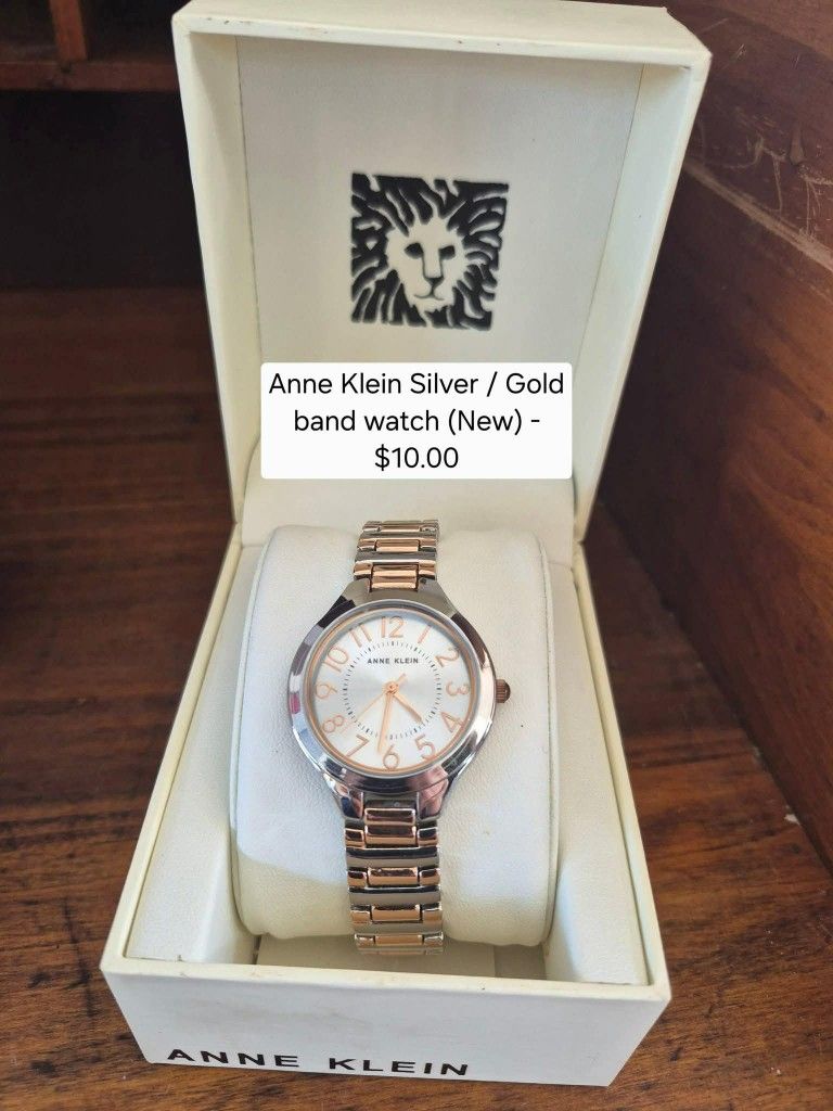 Anne Klein Silver/gold Band Wrist Watch New