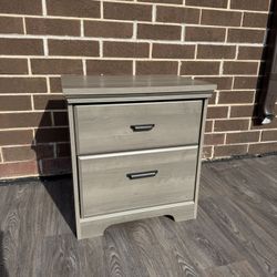 Grey Modern 2 Drawer Nightstand