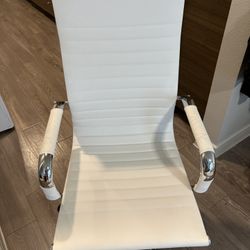 White Leather Office Chair On Wheels