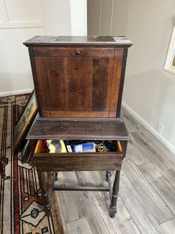 Solid Wood Rolling Cabinet / Storage Cabinet