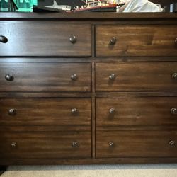6 Drawer Dresser And Two 3 Drawer Bed Side Table 