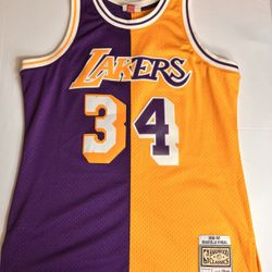 Shaq Los Angeles Lakers Mitchell & Ness Split Jersey Size Large