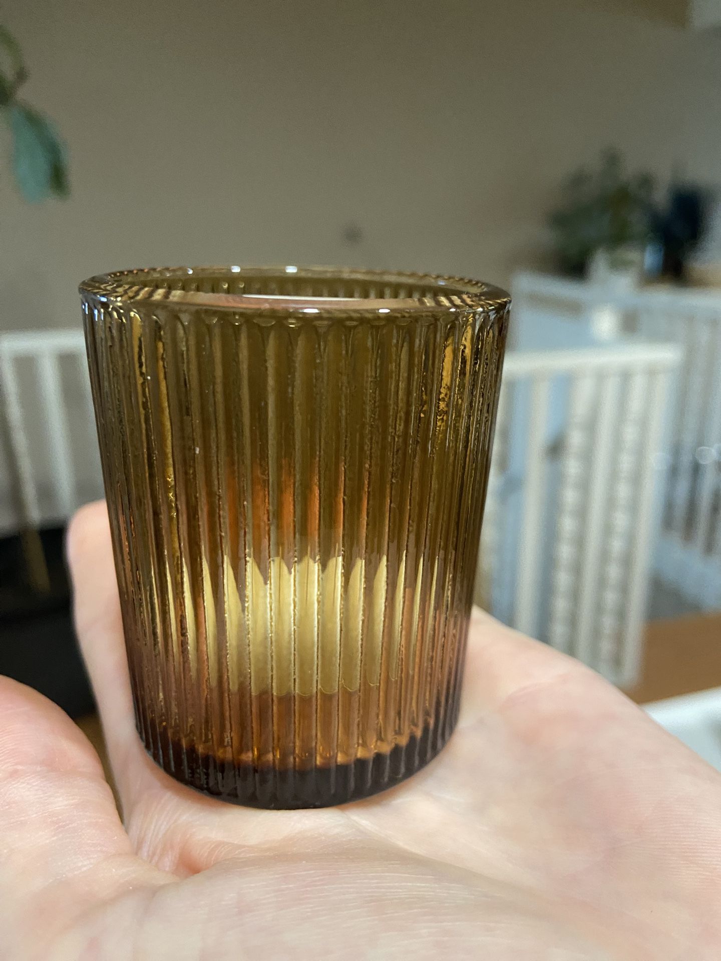 Brown Ribbed Votives (Tea Lights Included)