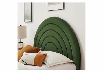 IN BOX : BEAND NEW  Queen Size Moss Green Platform Bed Frame & Moss Green velvet arched headboard