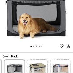 Lesure Soft Collapsible Dog Crate - 42 Inch Portable Travel Crate for Extra Large Dogs Indoor & Outdoor, 4-Door Foldable Pet Kennel with Mesh Windows
