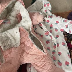 Set Of 2 Baby Pram Snowsuit Girl