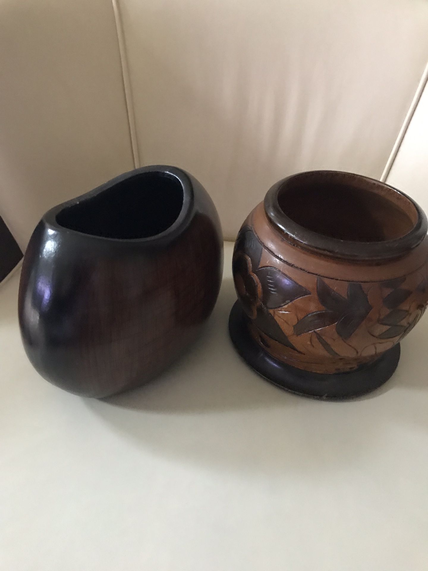 Beautiful wooden pots for plants and flower.