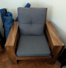 Solid Wood Living Room Set – 3 Pieces (Modern Style)