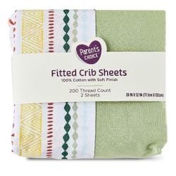 Parent's Choice Cotton Fitted Crib Sheets for Baby Boys and Girls, Jungle, 2-Pack