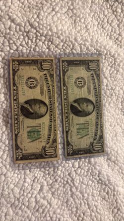 Lemon green 2 $10 bills 1934