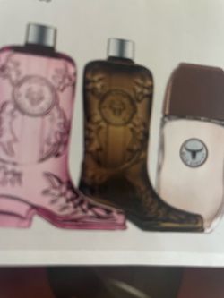 Loción para dama, loción para caballero y perfume para caballero