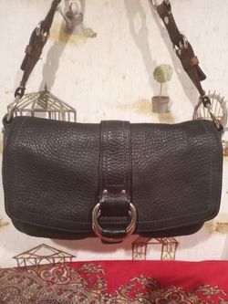 COACH PURSE BLACK LEATHER SHOULDER BAG HANDBAG.