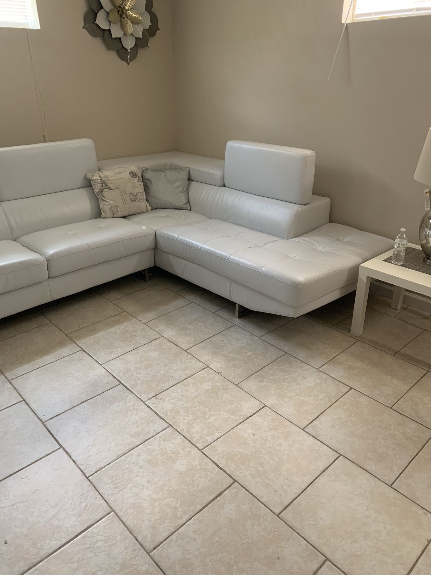 White Leather Sectional Sofa